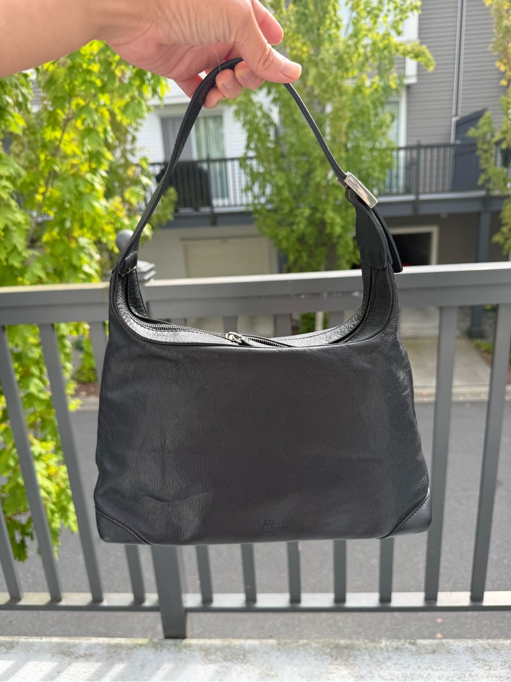 Authentic Vintage Balenciaga Black Leather Shoulder Hobo Bag